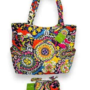 NEW Vera Bradley Rio Pleated Tote All In One Crossbody Purse Wallet Set Retired